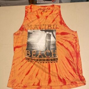 Aeropostale Orange Tie-Dye Tank Top